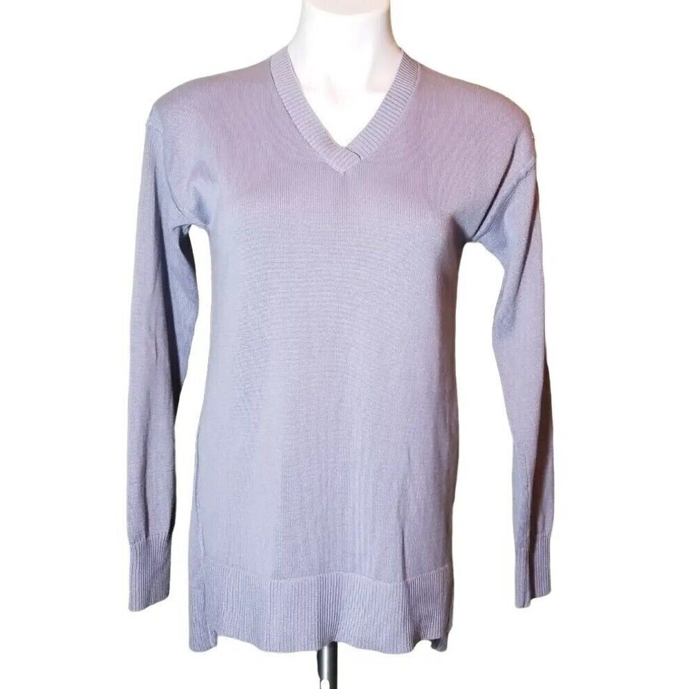 Exofficio Granville V-Neck Long Sleeve Lilac Grey Knit Sweater Womens Size S NWT